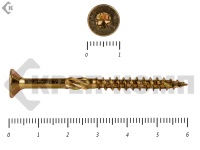 Саморезы Конструкционные, потай Torx, желтый цинк   5.0х 60 мм (20 шт) 